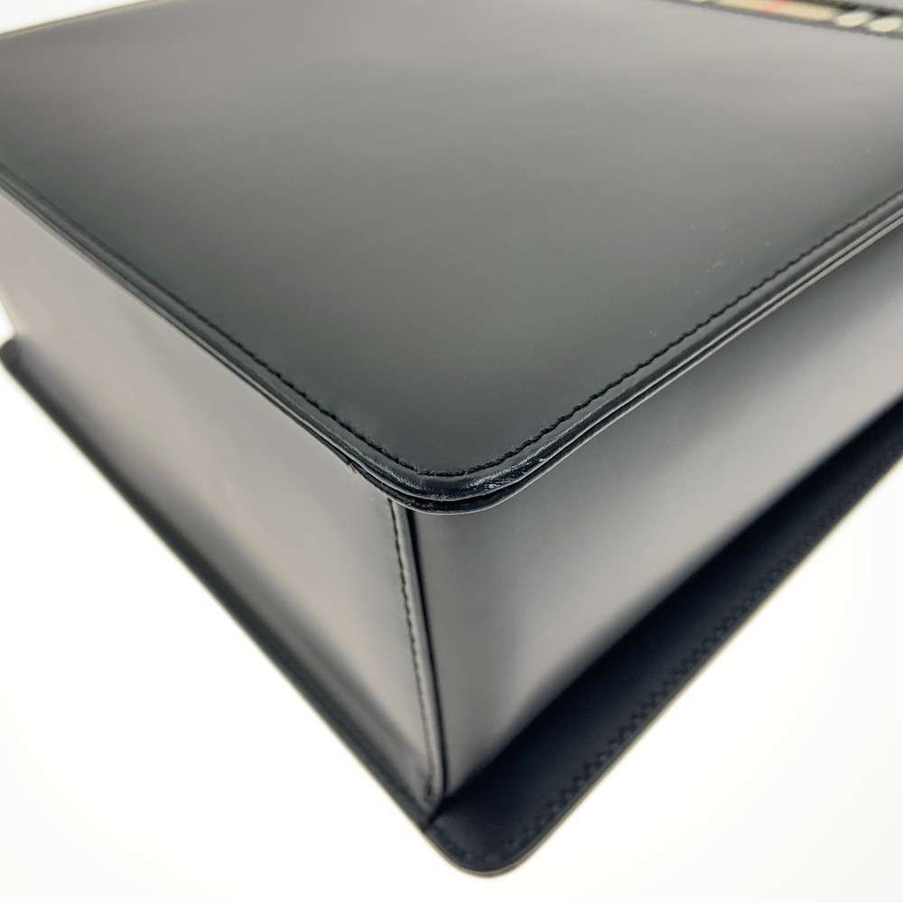 Burberry Leather Nova Check Shoulder Bag Black - Picture 7 of 9